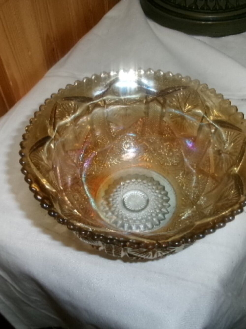 vtg Marigold Imperial glass 6 in bowl star pattern lots of shine